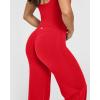 imageOQQ Yoga Pants Women High Waist Stretch Casual Soft Straight Leg BottomsRed