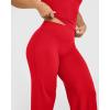 imageOQQ Yoga Pants Women High Waist Stretch Casual Soft Straight Leg BottomsRed