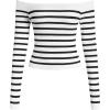 imageOQQ Women Off The Shoulder Knit Top Tide Striped TShirts Fitted Basic Tee 2025 Crop TunicsBlack