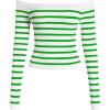 imageOQQ Women Off The Shoulder Knit Top Tide Striped TShirts Fitted Basic Tee 2025 Crop TunicsLight Green
