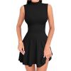 imageOQQ Womens Mini Dress Sleeveless Mock Neck Club Party Aline DressesBlack