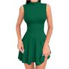 imageOQQ Womens Mini Dress Sleeveless Mock Neck Club Party Aline DressesJungle Green