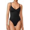 imageOQQ Womens Shapewear Bodysuit Tummy Control Body Shaper Seamless Body SuitBlack