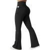 imageOQQ Yoga Pants Women High Waist Butt Lifting Casual Soft Leg Flared Bottoms with PocketsBlack