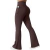 imageOQQ Yoga Pants Women High Waist Butt Lifting Casual Soft Leg Flared Bottoms with PocketsBrown