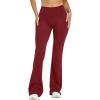 imageOQQ Yoga Pants Women High Waist Leggings Casual Soft Flared BottomsRed Merlot