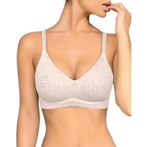 imageOQQ Womens Everyday Bra No Underwire Comfort Push Up Bras V Neck Soft Wireless Full Coverage BraGrey