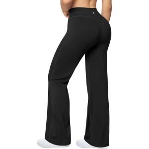 imageOQQ Yoga Pants Women High Waist Casual Soft Crossover Straight LegBlack