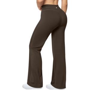 imageOQQ Yoga Pants Women High Waist Casual Soft Crossover Straight LegDarkbrown