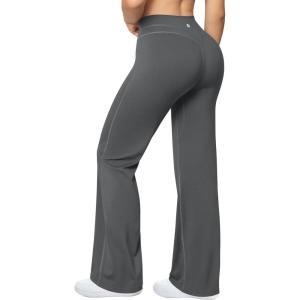 imageOQQ Yoga Pants Women High Waist Casual Soft Crossover Straight LegDarkgrey