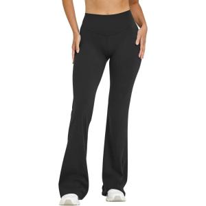 imageOQQ Yoga Pants Women High Waist Leggings Casual Soft Flared BottomsBlack