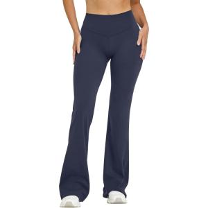 imageOQQ Yoga Pants Women High Waist Leggings Casual Soft Flared BottomsDark Blue