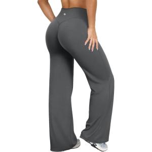 imageOQQ Yoga Pants Women High Waist Stretch Casual Soft Straight Leg BottomsDarkgrey