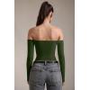 imageOQQ Bodysuits Womens OffShoulder Long Sleeve Seamless Shapewear TopsArmygreen