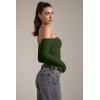 imageOQQ Bodysuits Womens OffShoulder Long Sleeve Seamless Shapewear TopsArmygreen