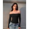 imageOQQ Bodysuits Womens OffShoulder Long Sleeve Seamless Shapewear TopsBlack