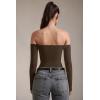 imageOQQ Bodysuits Womens OffShoulder Long Sleeve Seamless Shapewear TopsDarkbrown