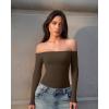 imageOQQ Bodysuits Womens OffShoulder Long Sleeve Seamless Shapewear TopsDarkbrown