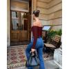 imageOQQ Bodysuits Womens OffShoulder Long Sleeve Seamless Shapewear TopsDarkred