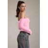 imageOQQ Bodysuits Womens OffShoulder Long Sleeve Seamless Shapewear TopsPink Cherry Blossom