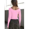 imageOQQ Bodysuits for Women Boatneck Long Sleeve Basic Stretch ClassicFit Tops Sexy BodysuitPink