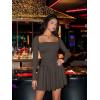 imageOQQ Long Sleeve Mini Dress Women Cocktail Ruched Waist Ruffle Corset Party Aline DressesTea Leaf