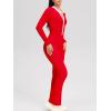 imageOQQ Women Jumpsuits Long Sleeve Crew Neck Stretch Contrast Workout Active Flared Bottoms JumpsuitsRed