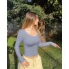 imageOQQ Women Tops Scoop Neck Long Sleeve Fitting Stretch Clothes Basic Cami ShirtsBlues