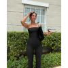 imageOQQ Womens Jumpsuits Tube Strapless With Removeable Bra One Piece Outfits Ruched ClassicFit JumpsuitsBlack