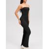 imageOQQ Womens Jumpsuits Tube Strapless With Removeable Bra One Piece Outfits Ruched ClassicFit JumpsuitsBlack