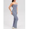 imageOQQ Womens Jumpsuits Tube Strapless With Removeable Bra One Piece Outfits Ruched ClassicFit JumpsuitsBlues