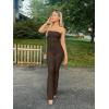imageOQQ Womens Jumpsuits Tube Strapless With Removeable Bra One Piece Outfits Ruched ClassicFit JumpsuitsDarkbrown