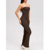 imageOQQ Womens Jumpsuits Tube Strapless With Removeable Bra One Piece Outfits Ruched ClassicFit JumpsuitsDarkbrown