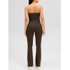 imageOQQ Womens Jumpsuits Tube Strapless With Removeable Bra One Piece Outfits Ruched ClassicFit JumpsuitsDarkbrown