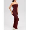 imageOQQ Womens Jumpsuits Tube Strapless With Removeable Bra One Piece Outfits Ruched ClassicFit JumpsuitsDarkred