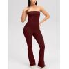 imageOQQ Womens Jumpsuits Tube Strapless With Removeable Bra One Piece Outfits Ruched ClassicFit JumpsuitsDarkred
