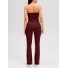 imageOQQ Womens Jumpsuits Tube Strapless With Removeable Bra One Piece Outfits Ruched ClassicFit JumpsuitsDarkred
