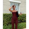 imageOQQ Womens Jumpsuits Tube Strapless With Removeable Bra One Piece Outfits Ruched ClassicFit JumpsuitsDarkred