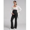 imageOQQ Womens Maternity Pants Casual Bell Bottoms Flare Leg Cozy Pant Pregnancy Lounge TrousersBlack
