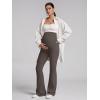 imageOQQ Womens Maternity Pants Casual Bell Bottoms Flare Leg Cozy Pant Pregnancy Lounge TrousersTea Leaf