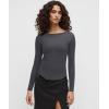 imageOQQ Womens Shirt Boat Neck Long Sleeve Slim Tops Basic Tee Stretch Clothes Spring Fall WinterDarkgrey
