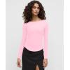 imageOQQ Womens Shirt Boat Neck Long Sleeve Slim Tops Basic Tee Stretch Clothes Spring Fall WinterPink Cherry Blossom
