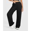 imageOQQ Womens Sweatpants 2025 Baggy Wide Straight Leg Pants with PocketsBlack