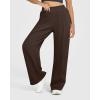 imageOQQ Womens Sweatpants 2025 Baggy Wide Straight Leg Pants with PocketsBrown