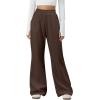 imageOQQ Womens Sweatpants 2025 Baggy Wide Straight Leg Pants with PocketsBrown