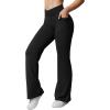 imageOQQ Yoga Pants Women High Waist Crossover Stretch Casual Soft Straight Leg Bottoms with PocketsBlack