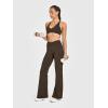 imageOQQ Yoga Pants Women High Waist Crossover Stretch Casual Soft Straight Leg Bottoms with PocketsDarkbrown