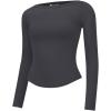 imageOQQ Womens Shirt Boat Neck Long Sleeve Slim Tops Basic Tee Stretch Clothes Spring Fall WinterDarkgrey