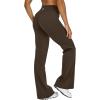 imageOQQ Yoga Pants Women High Waist Crossover Stretch Casual Soft Straight Leg Bottoms with PocketsDarkbrown