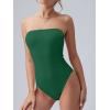 imageOQQ Womens Tube Bodysuits Strapless Basic Sleeveless Ruched Stretch ClassicFit Tops Sexy BodysuitsJungle Green